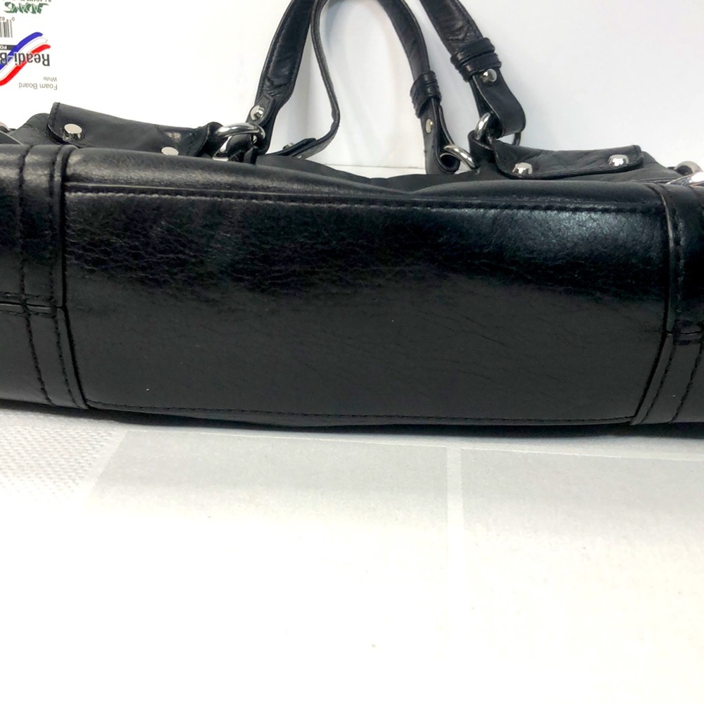 MICHAEL KORS Black Leather Buckle Accents Slim Crossbody Bag silver hardware - Picture 10 of 16